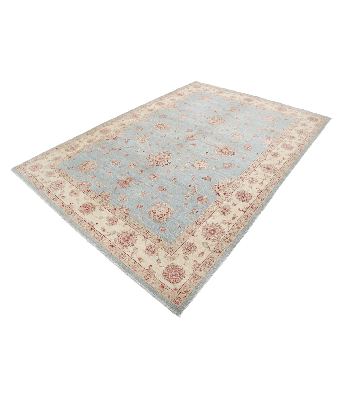 Ziegler 6'9'' X 9'8'' Hand-Knotted Wool Rug 6'9'' x 9'8'' (203 X 290) / Blue / Ivory