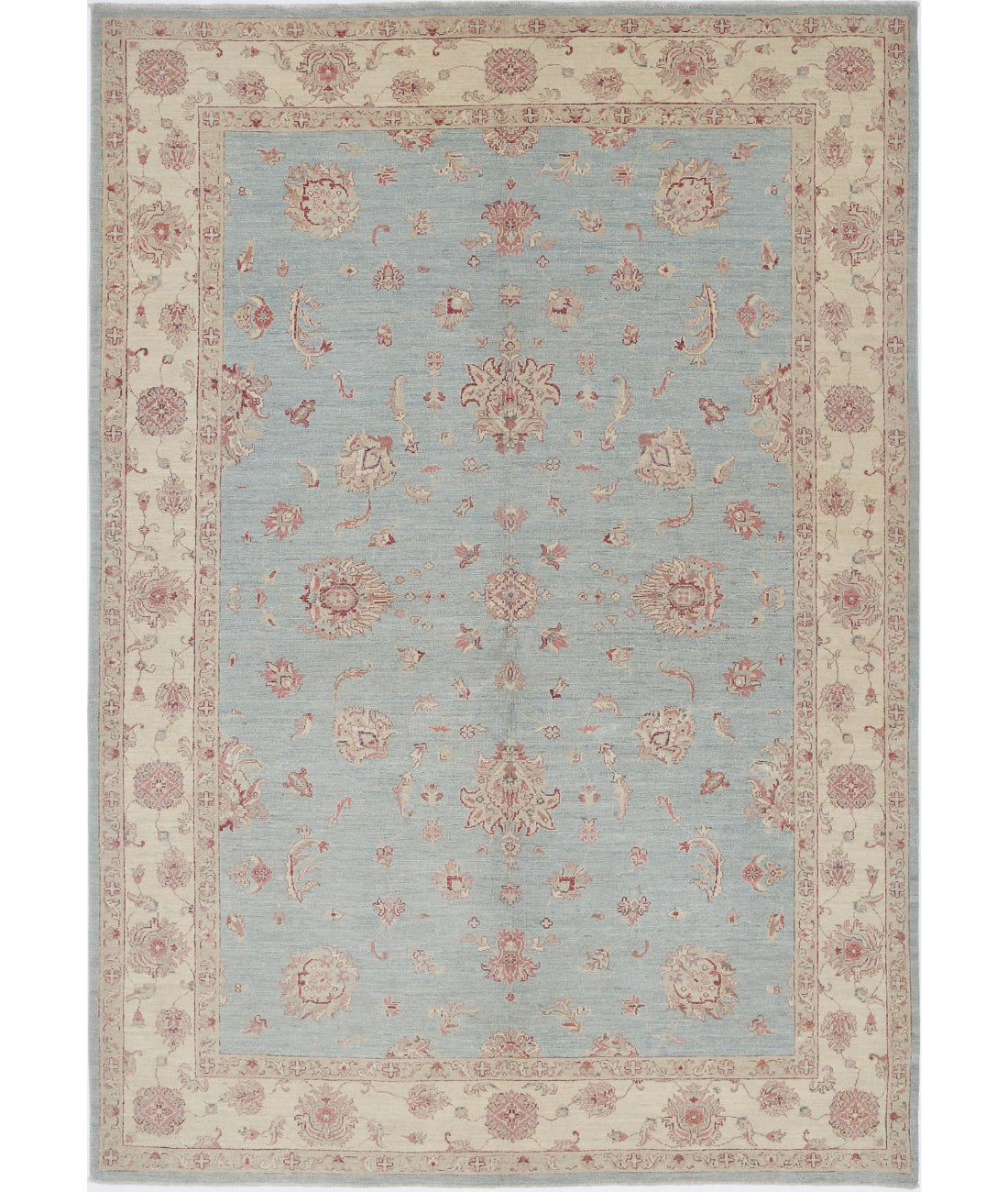 Ziegler 6'9'' X 9'8'' Hand-Knotted Wool Rug 6'9'' x 9'8'' (203 X 290) / Blue / Ivory
