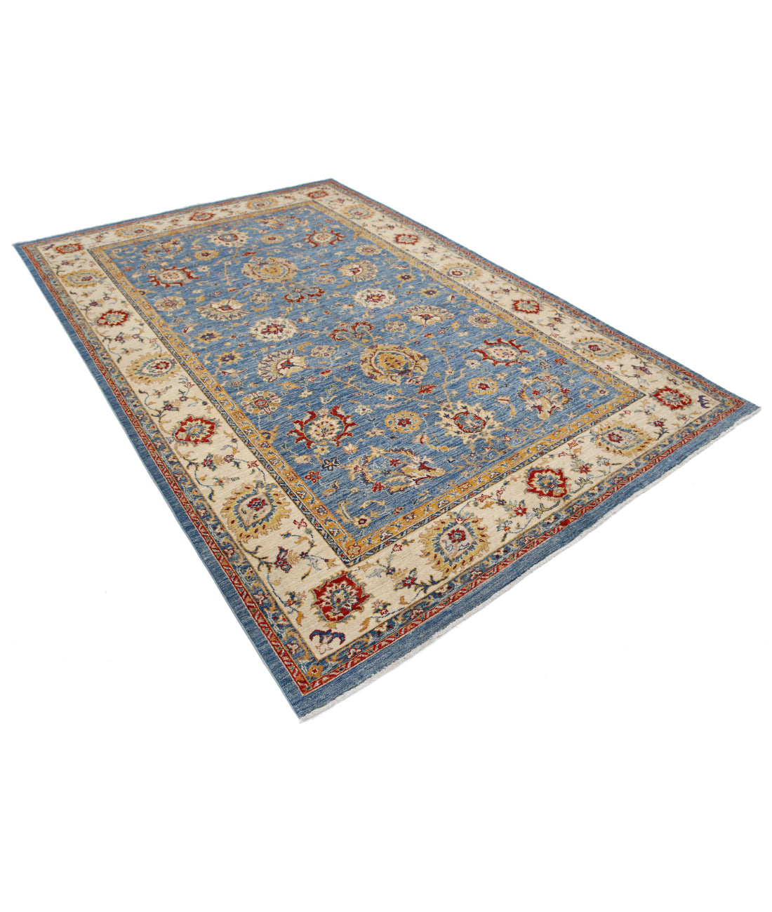 Ziegler 6'8'' X 9'8'' Hand-Knotted Wool Rug 6'8'' x 9'8'' (200 X 290) / Blue / Ivory