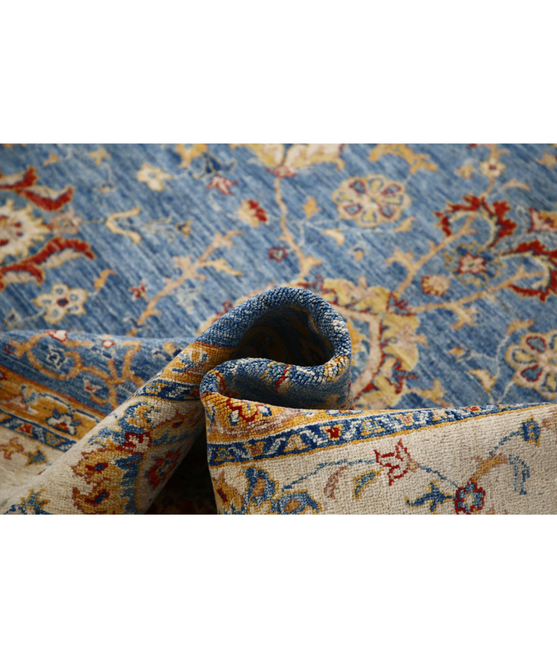 Ziegler 6'8'' X 9'8'' Hand-Knotted Wool Rug 6'8'' x 9'8'' (200 X 290) / Blue / Ivory