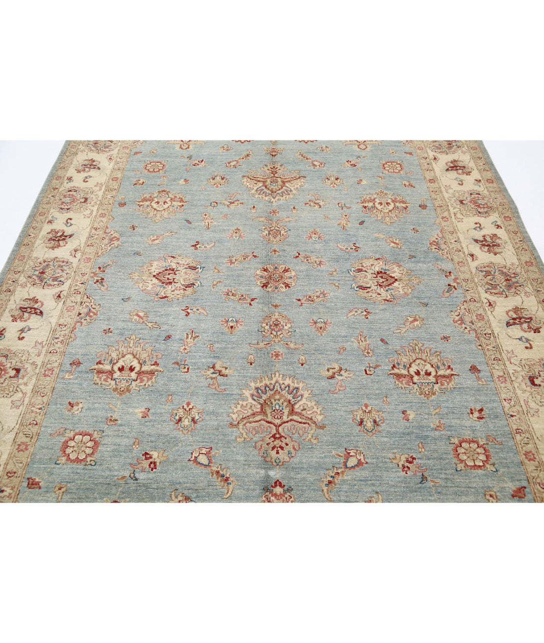 Ziegler 6'9'' X 9'8'' Hand-Knotted Wool Rug 6'9'' x 9'8'' (203 X 290) / Blue / Ivory