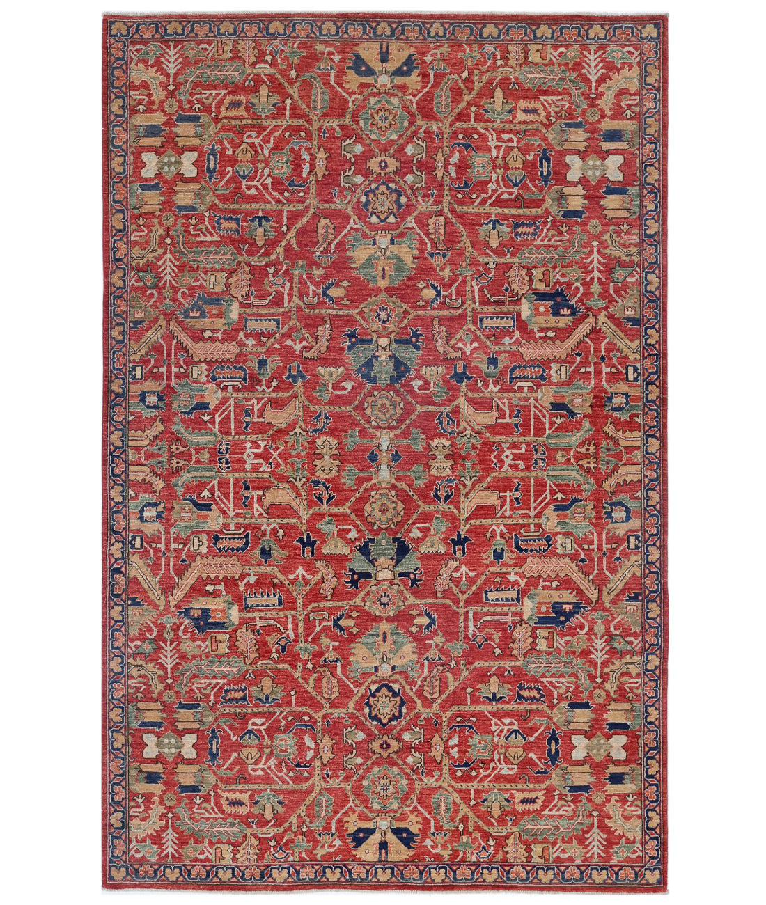 Ziegler 6'1'' X 9'7'' Hand-Knotted Wool Rug 6'1'' x 9'7'' (183 X 288) / Red / Red