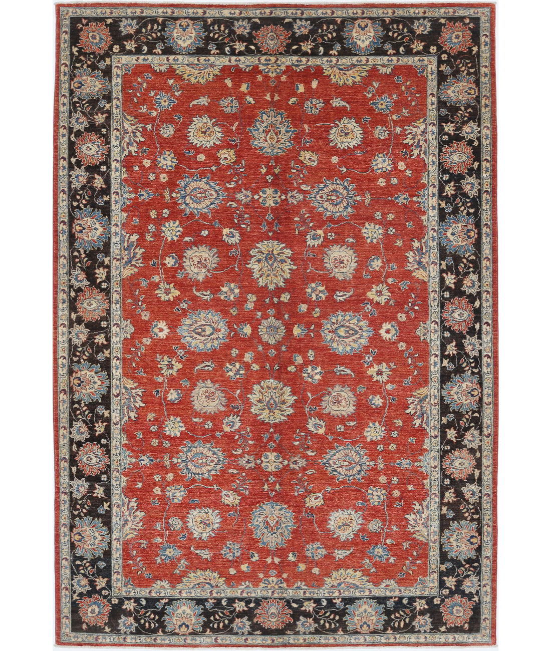 Ziegler 6'5'' X 9'5'' Hand-Knotted Wool Rug 6'5'' x 9'5'' (193 X 283) / Red / Black