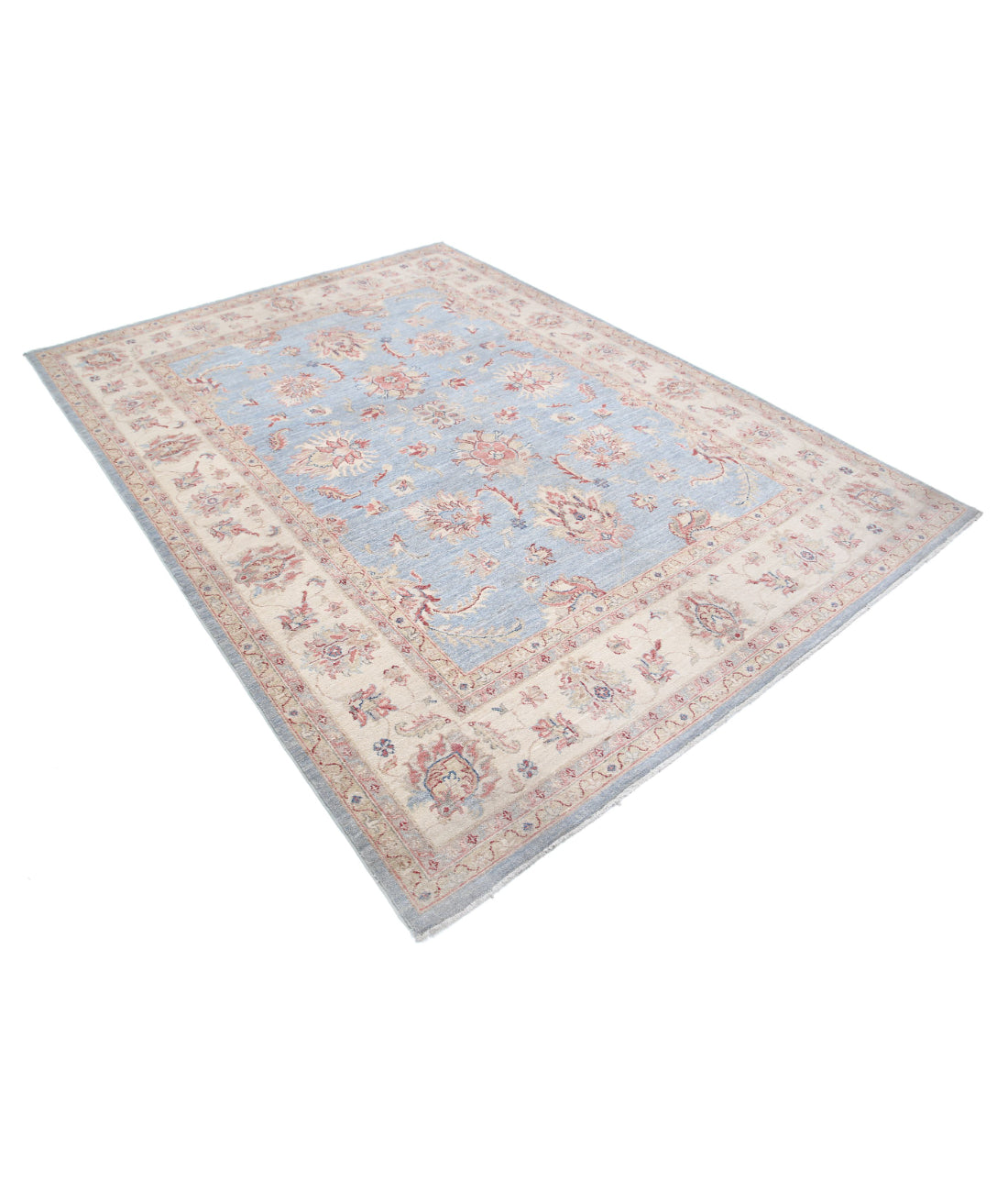 Ziegler 6'4'' X 8'5'' Hand-Knotted Wool Rug 6'4'' x 8'5'' (190 X 253) / Blue / Ivory