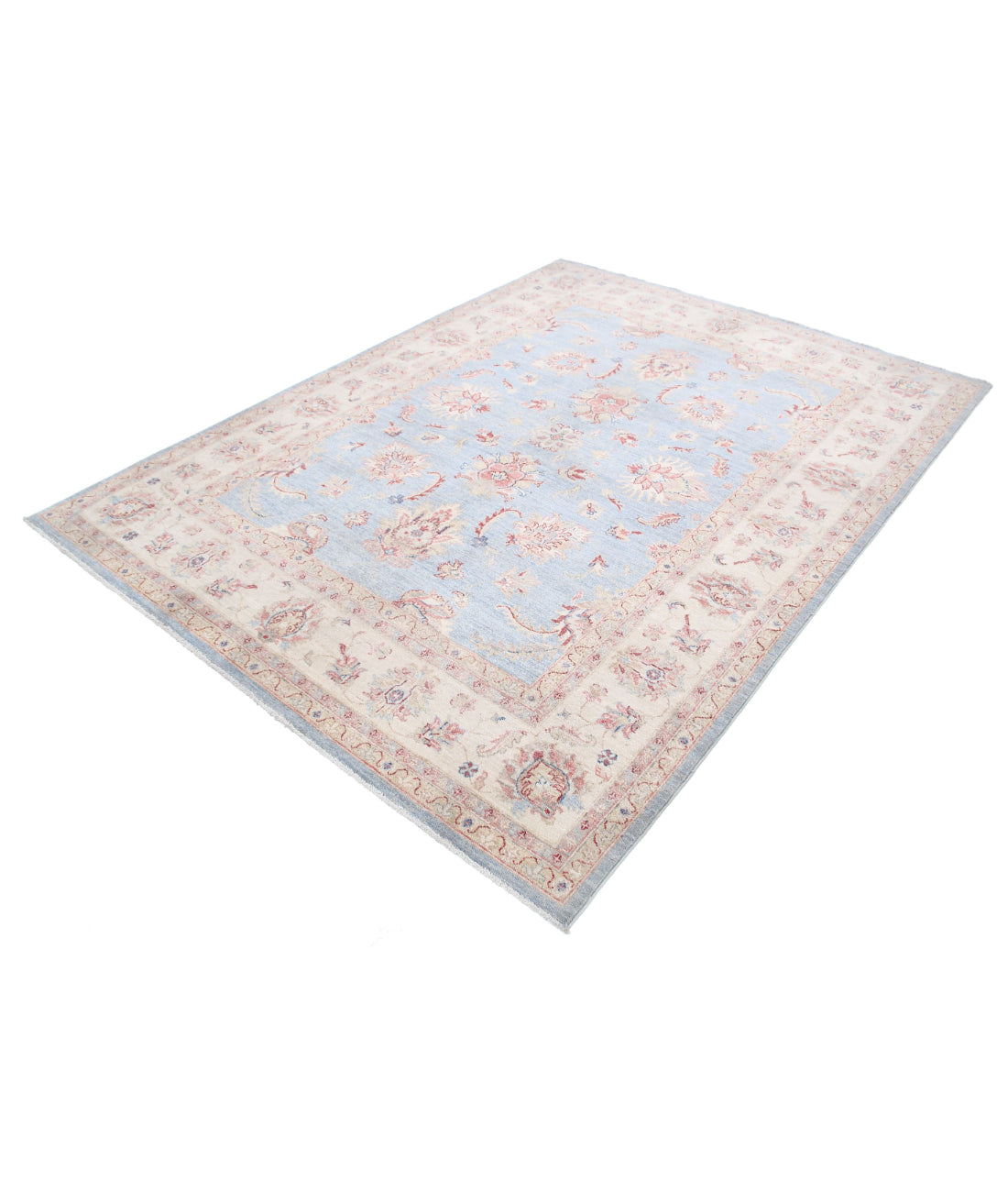 Ziegler 6'4'' X 8'5'' Hand-Knotted Wool Rug 6'4'' x 8'5'' (190 X 253) / Blue / Ivory