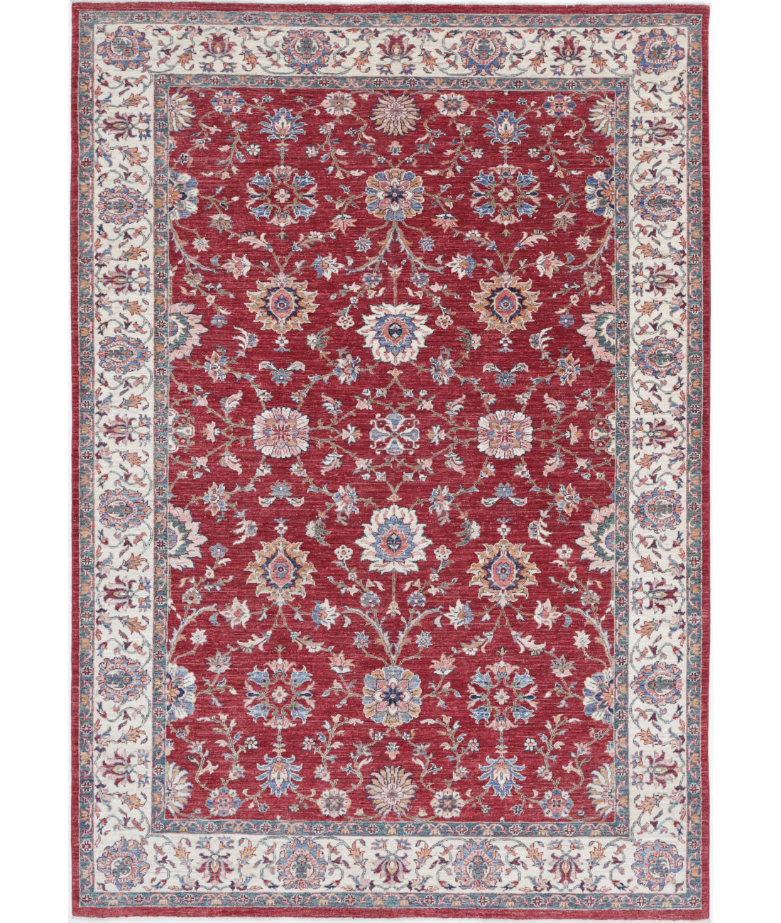 Ziegler 6'7'' X 9'8'' Hand-Knotted Wool Rug 6'7'' x 9'8'' (198 X 290) / Red / Ivory