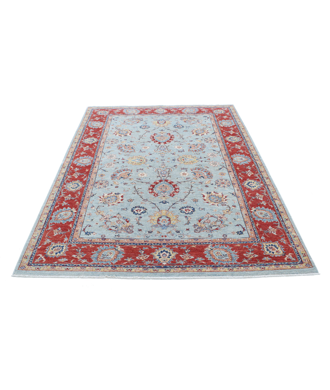 Ziegler 5'6'' X 7'9'' Hand-Knotted Wool Rug 5'6'' x 7'9'' (165 X 233) / Blue / Red