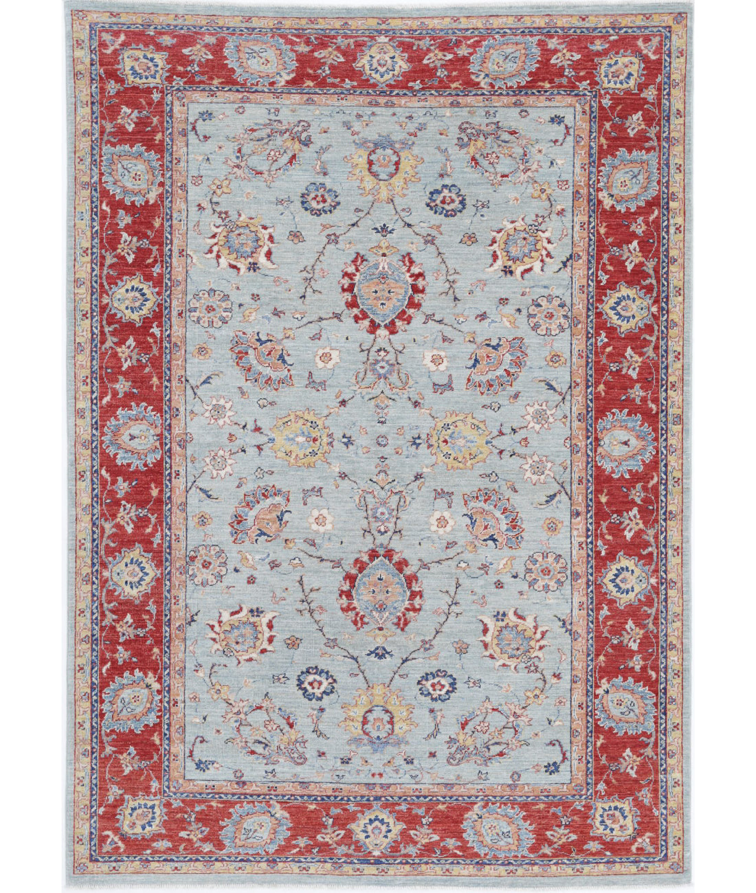 Ziegler 5'6'' X 7'9'' Hand-Knotted Wool Rug 5'6'' x 7'9'' (165 X 233) / Blue / Red