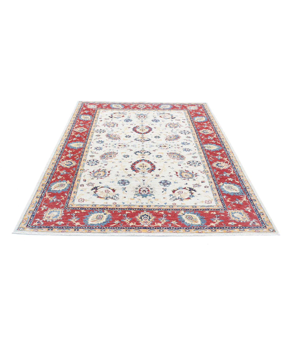 Ziegler 5'7'' X 7'4'' Hand-Knotted Wool Rug 5'7'' x 7'4'' (168 X 220) / Ivory / Red