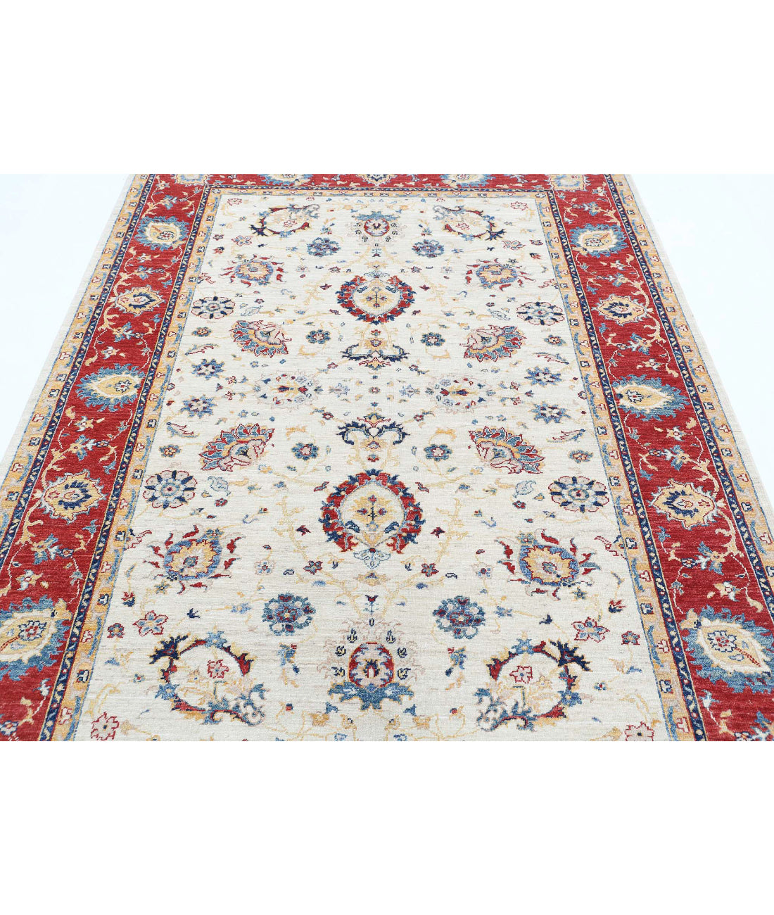 Ziegler 5'7'' X 7'4'' Hand-Knotted Wool Rug 5'7'' x 7'4'' (168 X 220) / Ivory / Red