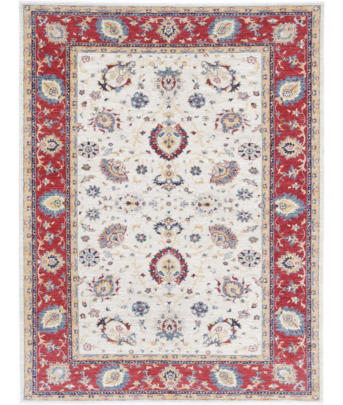 Ziegler 5'7'' X 7'4'' Hand-Knotted Wool Rug 5'7'' x 7'4'' (168 X 220) / Ivory / Red
