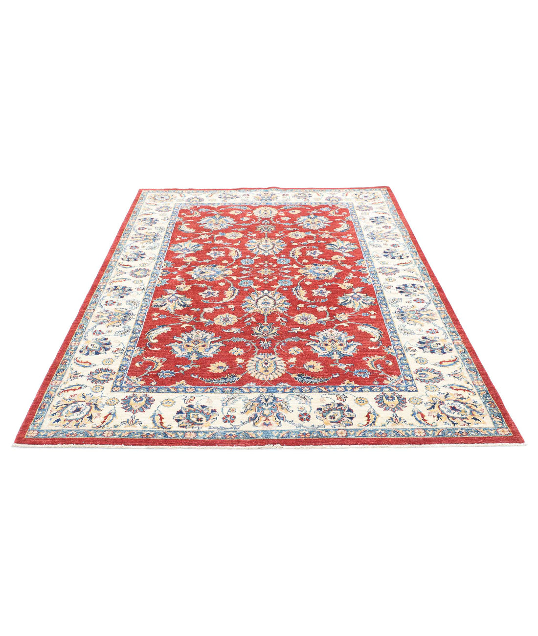 Ziegler 5'6'' X 7'8'' Hand-Knotted Wool Rug 5'6'' x 7'8'' (165 X 230) / Red / Ivory