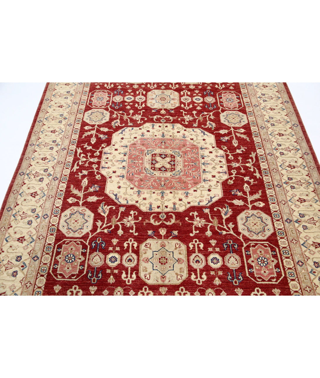 Ziegler 5'9'' X 7'5'' Hand-Knotted Wool Rug 5'9'' x 7'5'' (173 X 223) / Red / Ivory