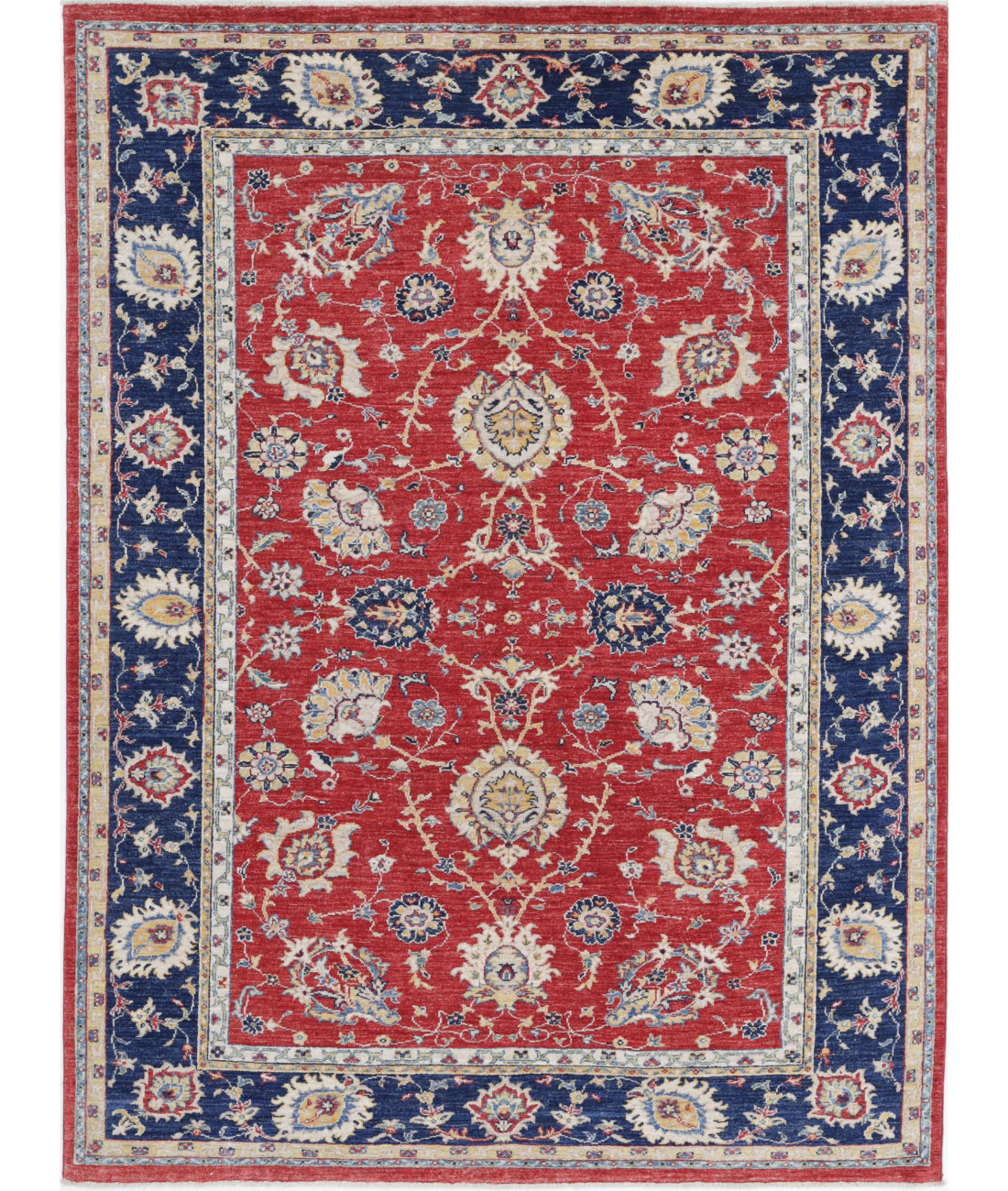 Ziegler 5'5'' X 7'4'' Hand-Knotted Wool Rug 5'5'' x 7'4'' (163 X 220) / Red / Blue