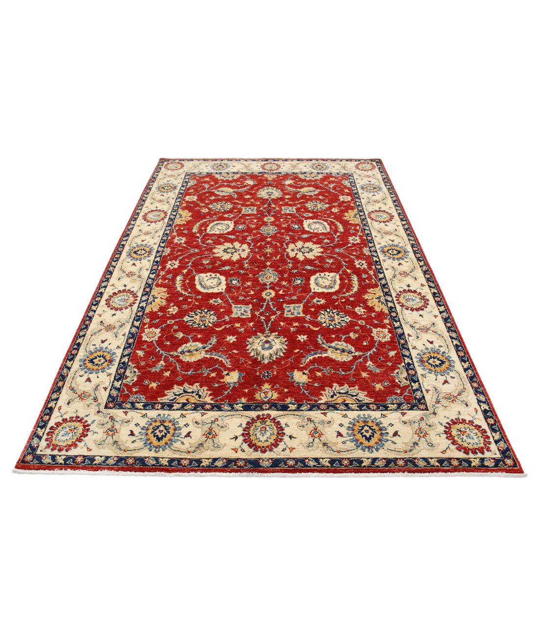 Ziegler 5'6'' X 8'3'' Hand-Knotted Wool Rug 5'6'' x 8'3'' (165 X 248) / Red / Ivory
