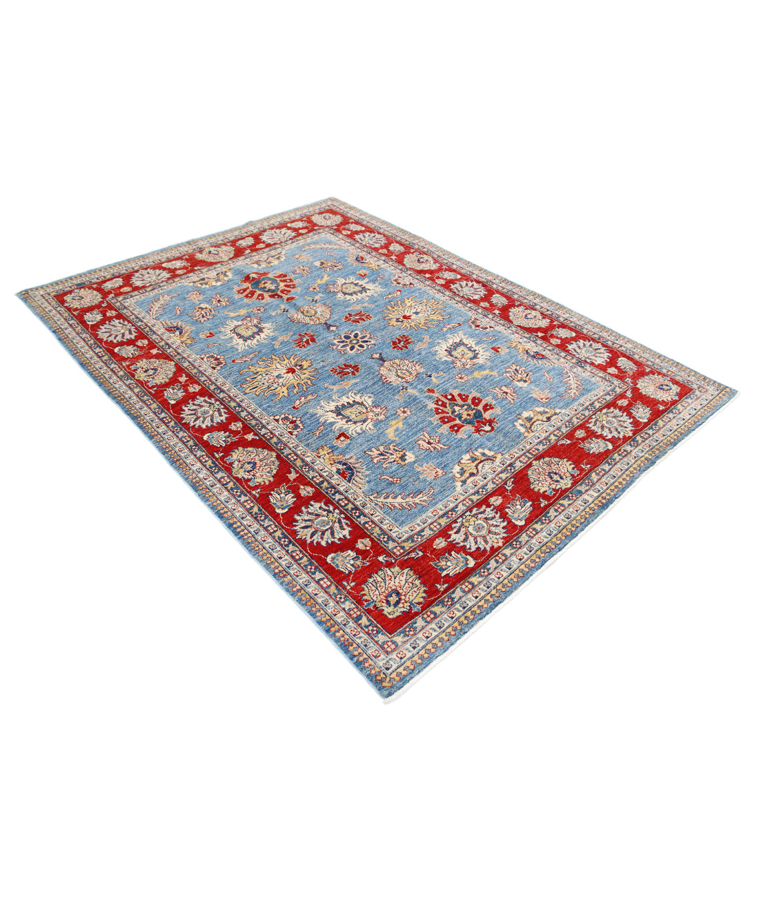 Ziegler 5'7'' X 7'4'' Hand-Knotted Wool Rug 5'7'' x 7'4'' (168 X 220) / Blue / Red