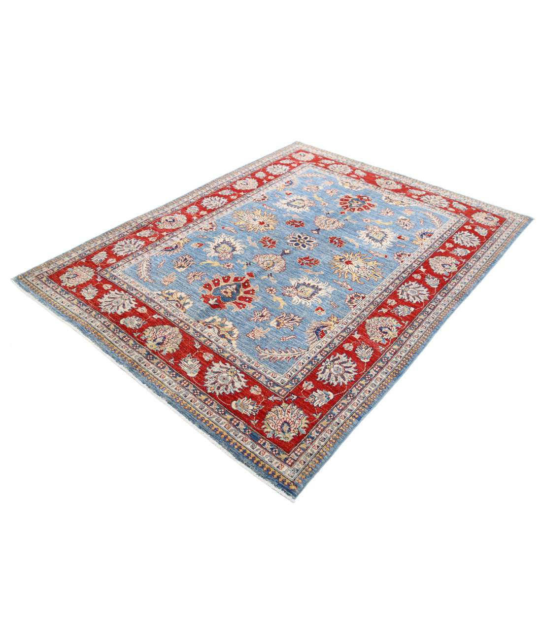 Ziegler 5'7'' X 7'4'' Hand-Knotted Wool Rug 5'7'' x 7'4'' (168 X 220) / Blue / Red