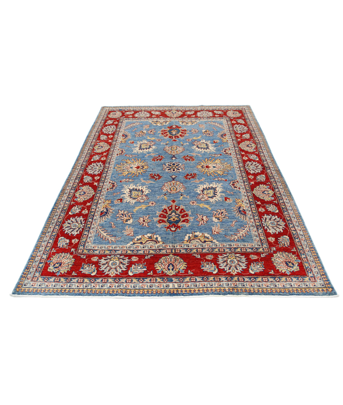 Ziegler 5'7'' X 7'4'' Hand-Knotted Wool Rug 5'7'' x 7'4'' (168 X 220) / Blue / Red