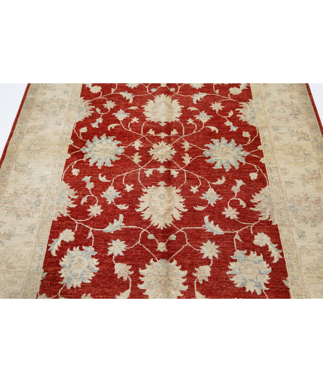Ziegler 5'0'' X 6'9'' Hand-Knotted Wool Rug 5'0'' x 6'9'' (150 X 203) / Red / Ivory