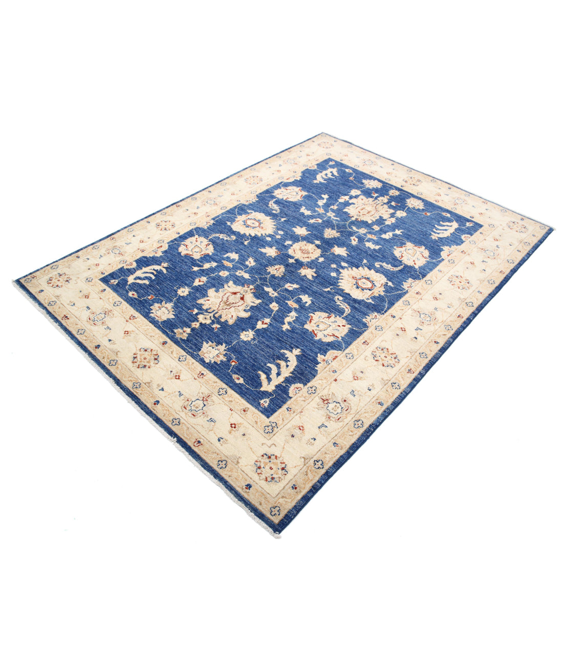 Ziegler 5'0'' X 6'8'' Hand-Knotted Wool Rug 5'0'' x 6'8'' (150 X 200) / Blue / Ivory