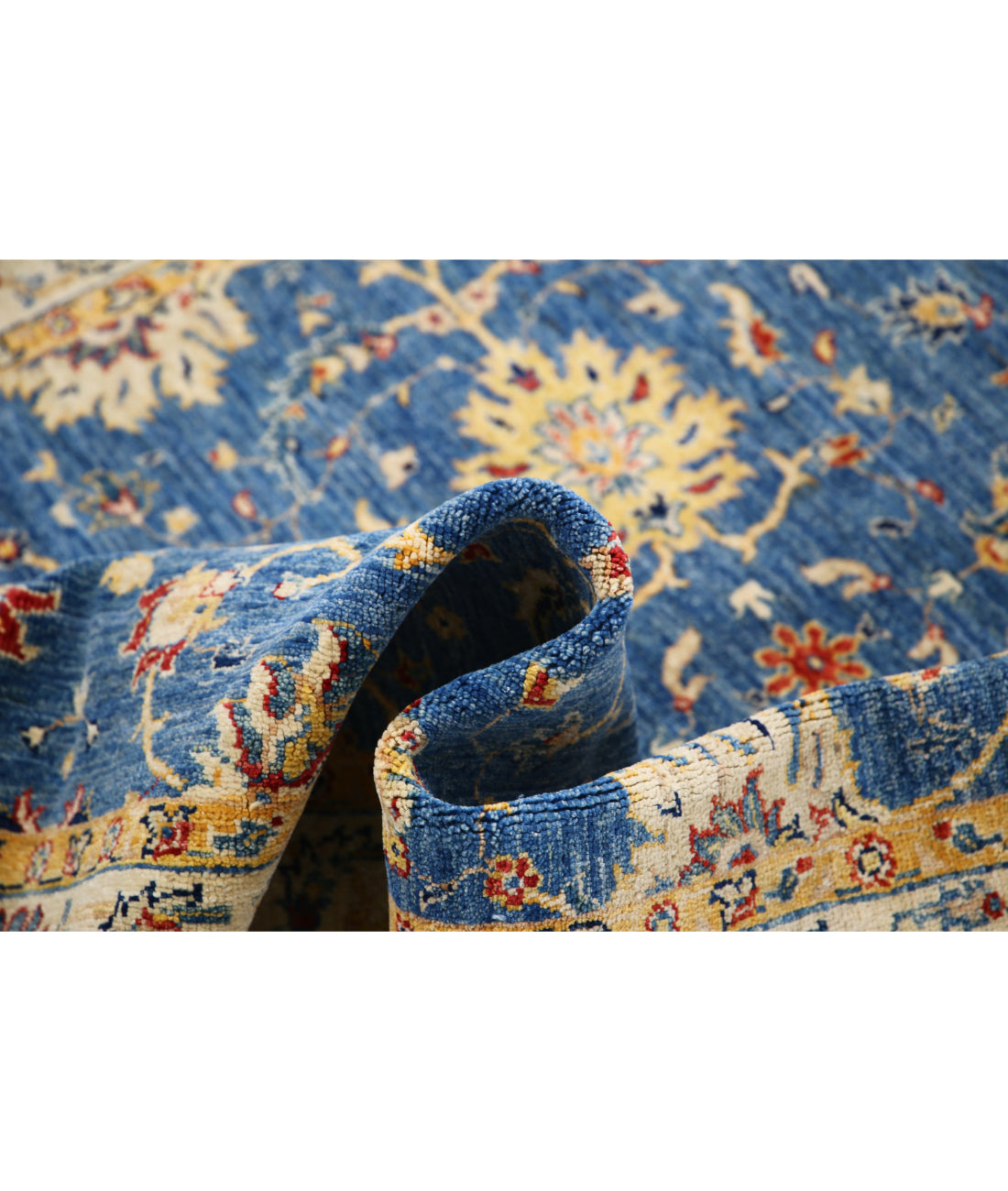 Ziegler 5'0'' X 6'8'' Hand-Knotted Wool Rug 5'0'' x 6'8'' (150 X 200) / Blue / Ivory