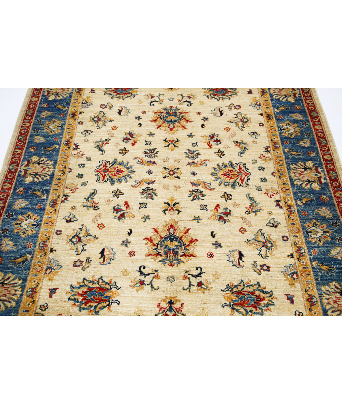 Ziegler 5'0'' X 6'7'' Hand-Knotted Wool Rug 5'0'' x 6'7'' (150 X 198) / Ivory / Blue