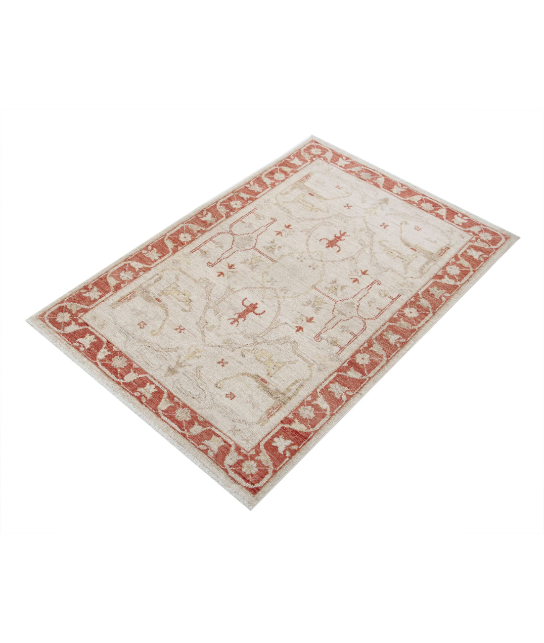 Ziegler 2'7'' X 3'10'' Hand-Knotted Wool Rug 2'7'' x 3'10'' (78 X 115) / Ivory / Red