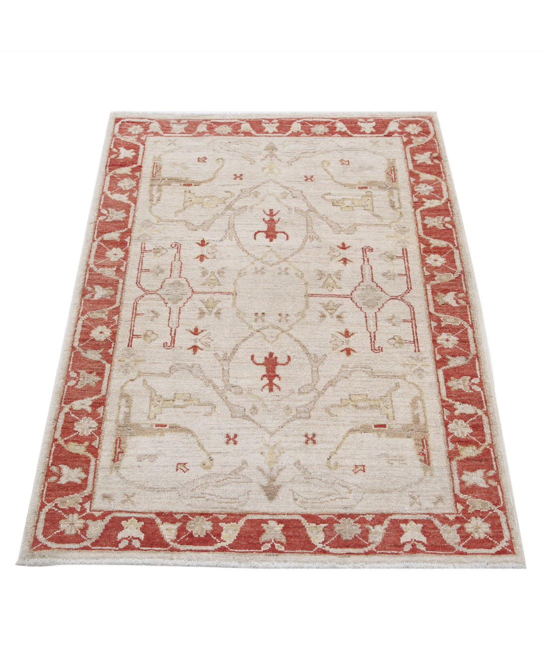 Ziegler 2'7'' X 3'10'' Hand-Knotted Wool Rug 2'7'' x 3'10'' (78 X 115) / Ivory / Red