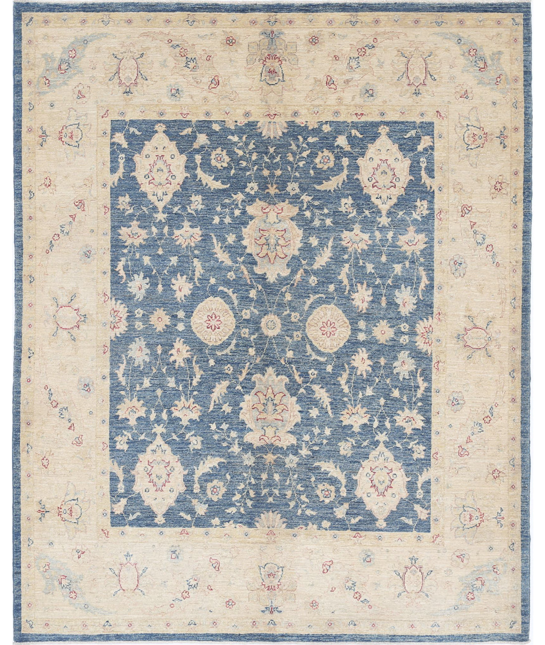 Ziegler 5'10'' X 7'3'' Hand-Knotted Wool Rug 5'10'' x 7'3'' (175 X 218) / Blue / Ivory