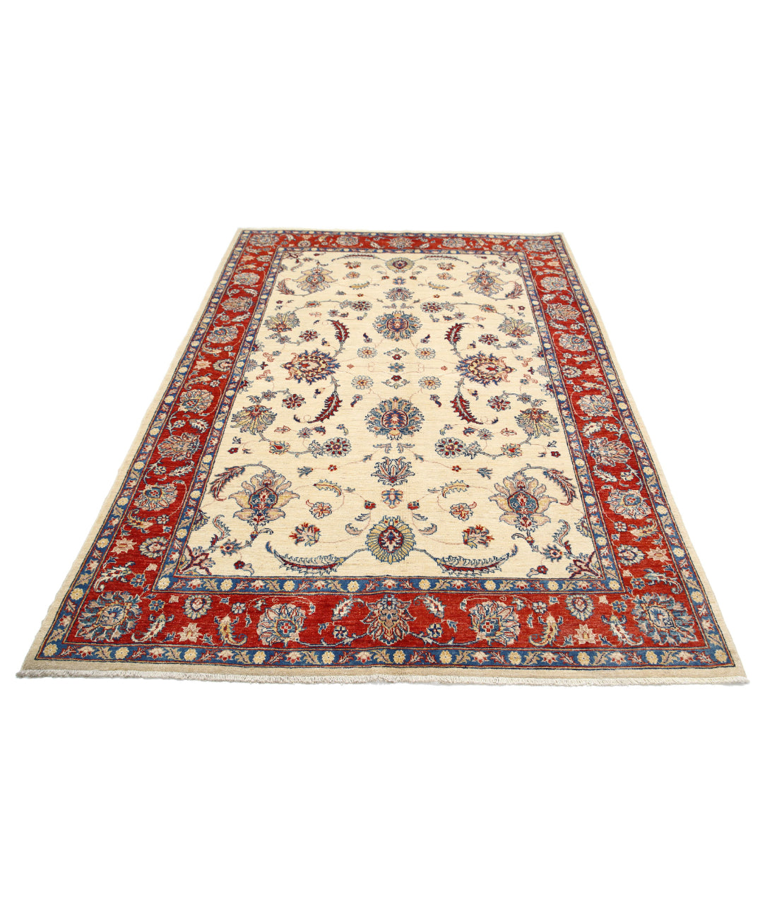 Ziegler 5'5'' X 7'9'' Hand-Knotted Wool Rug 5'5'' x 7'9'' (163 X 233) / Ivory / Red