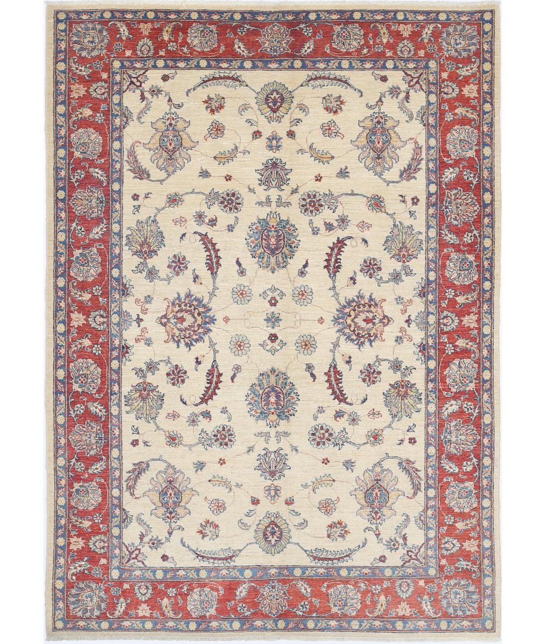 Ziegler 5'5'' X 7'9'' Hand-Knotted Wool Rug 5'5'' x 7'9'' (163 X 233) / Ivory / Red
