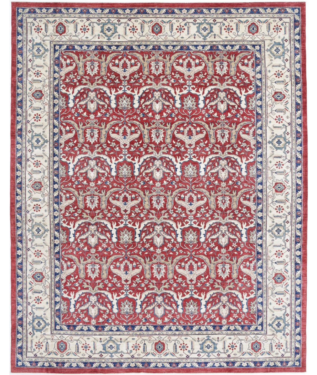 Ziegler 9'0'' X 11'6'' Hand-Knotted Wool Rug 9'0'' x 11'6'' (270 X 345) / Red / Ivory