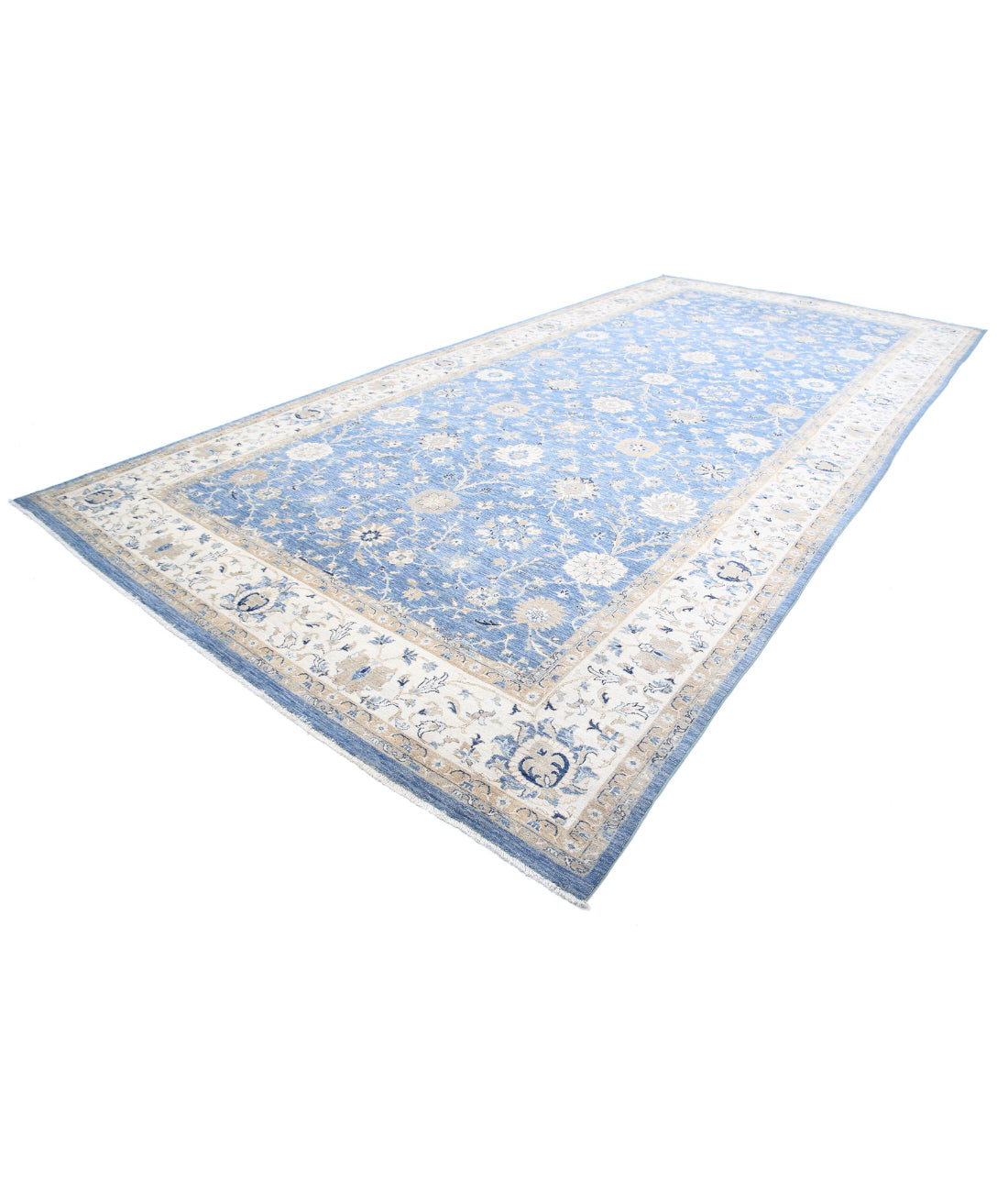 Ziegler 9'11'' X 20'8'' Hand-Knotted Wool Rug 9'11'' x 20'8'' (298 X 620) / Blue / Ivory
