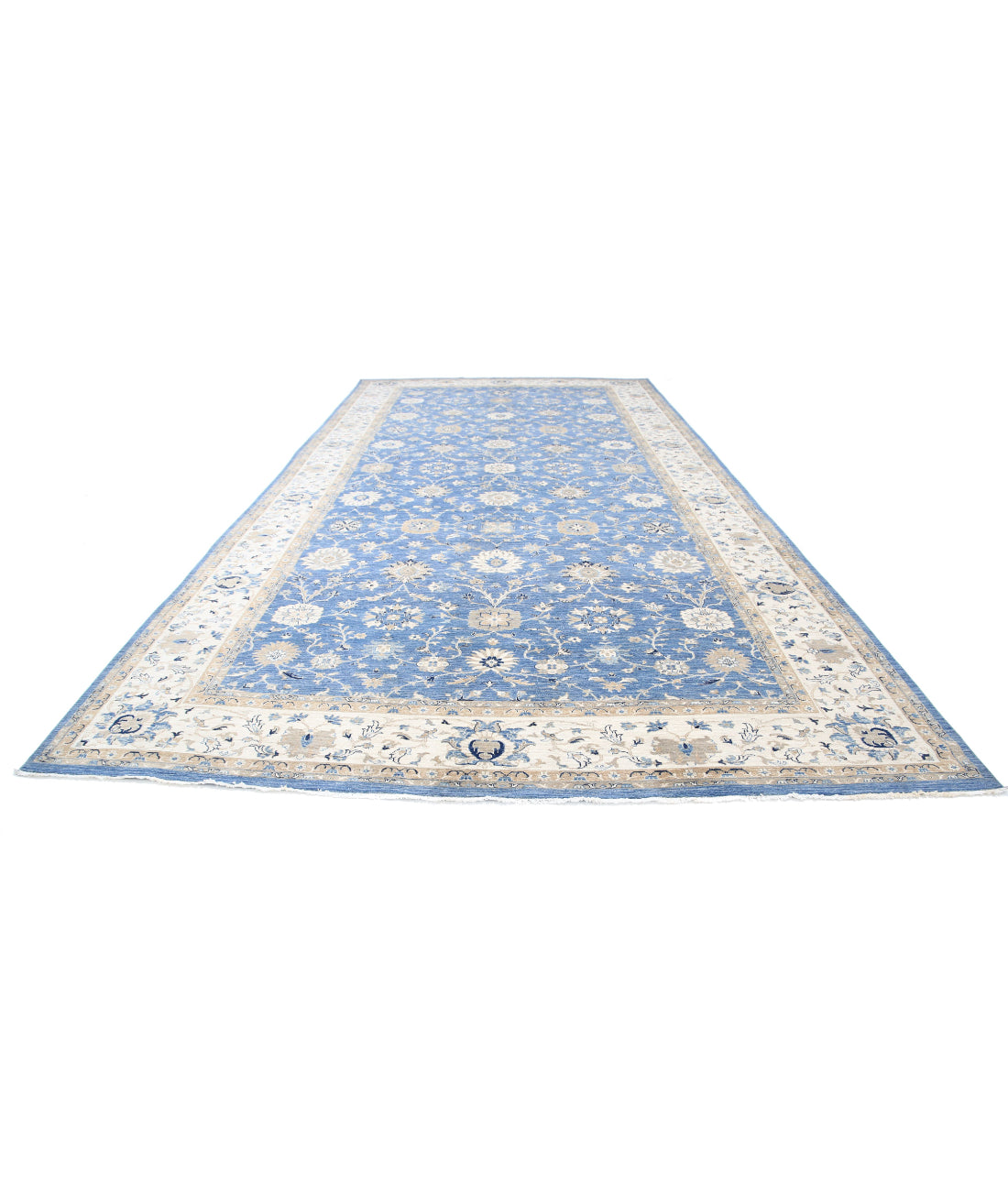 Ziegler 9'11'' X 20'8'' Hand-Knotted Wool Rug 9'11'' x 20'8'' (298 X 620) / Blue / Ivory