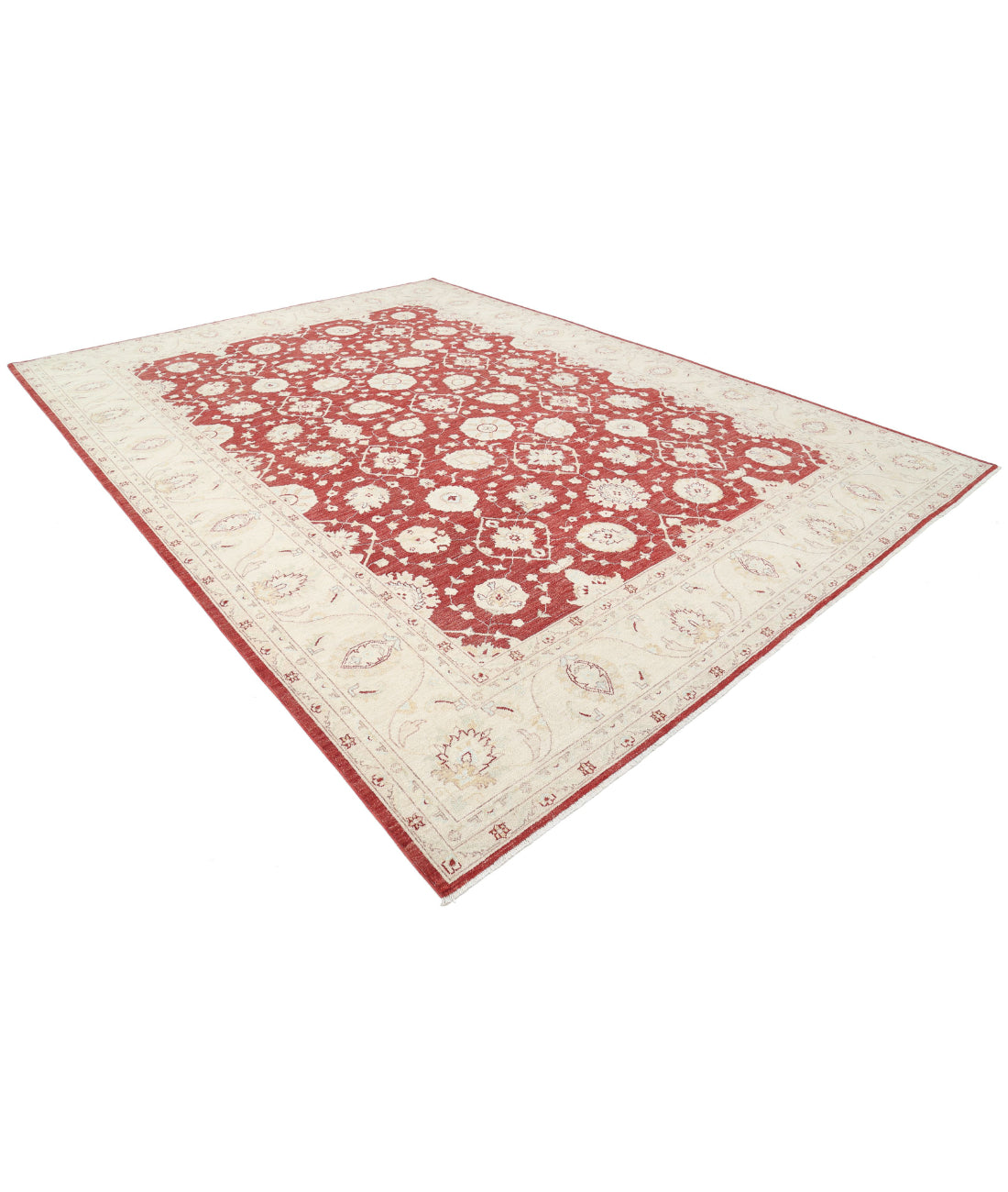 Ziegler 9'11'' X 13'8'' Hand-Knotted Wool Rug 9'11'' x 13'8'' (298 X 410) / Red / Ivory
