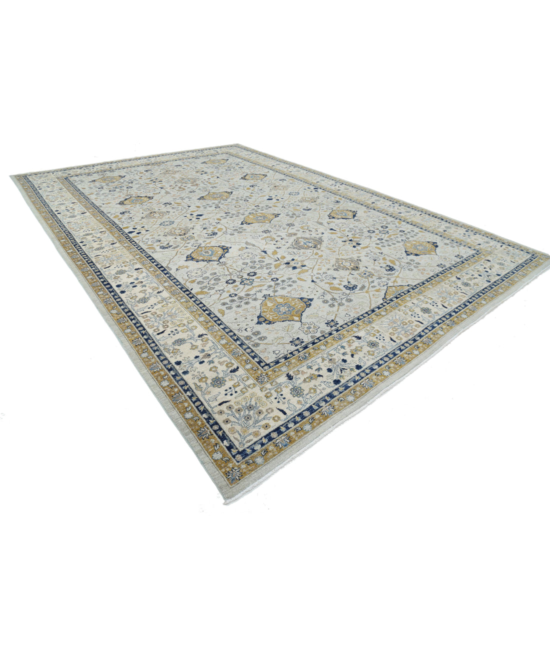 Ziegler 11'6'' X 16'5'' Hand-Knotted Wool Rug 11'6'' x 16'5'' (345 X 493) / Blue / Ivory