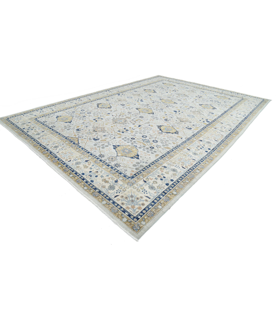 Ziegler 11'6'' X 16'5'' Hand-Knotted Wool Rug 11'6'' x 16'5'' (345 X 493) / Blue / Ivory