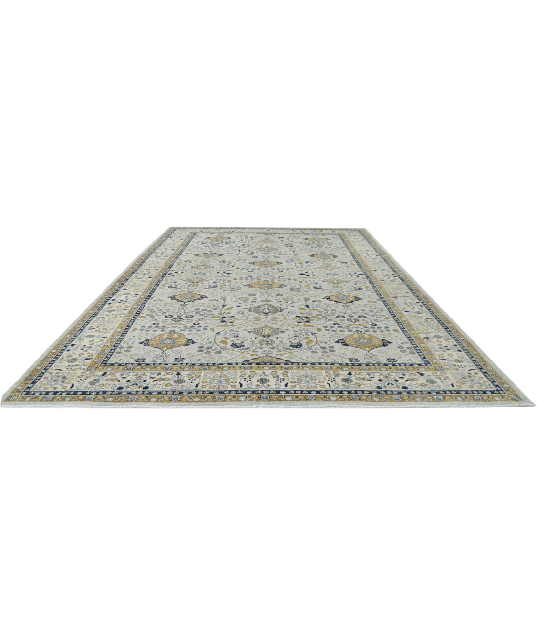 Ziegler 11'6'' X 16'5'' Hand-Knotted Wool Rug 11'6'' x 16'5'' (345 X 493) / Blue / Ivory