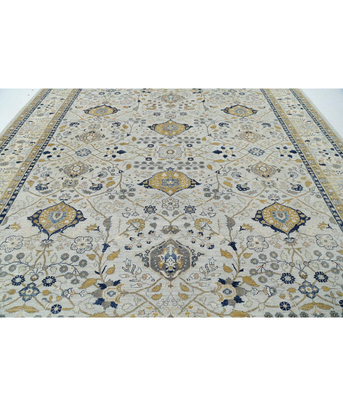 Ziegler 11'6'' X 16'5'' Hand-Knotted Wool Rug 11'6'' x 16'5'' (345 X 493) / Blue / Ivory