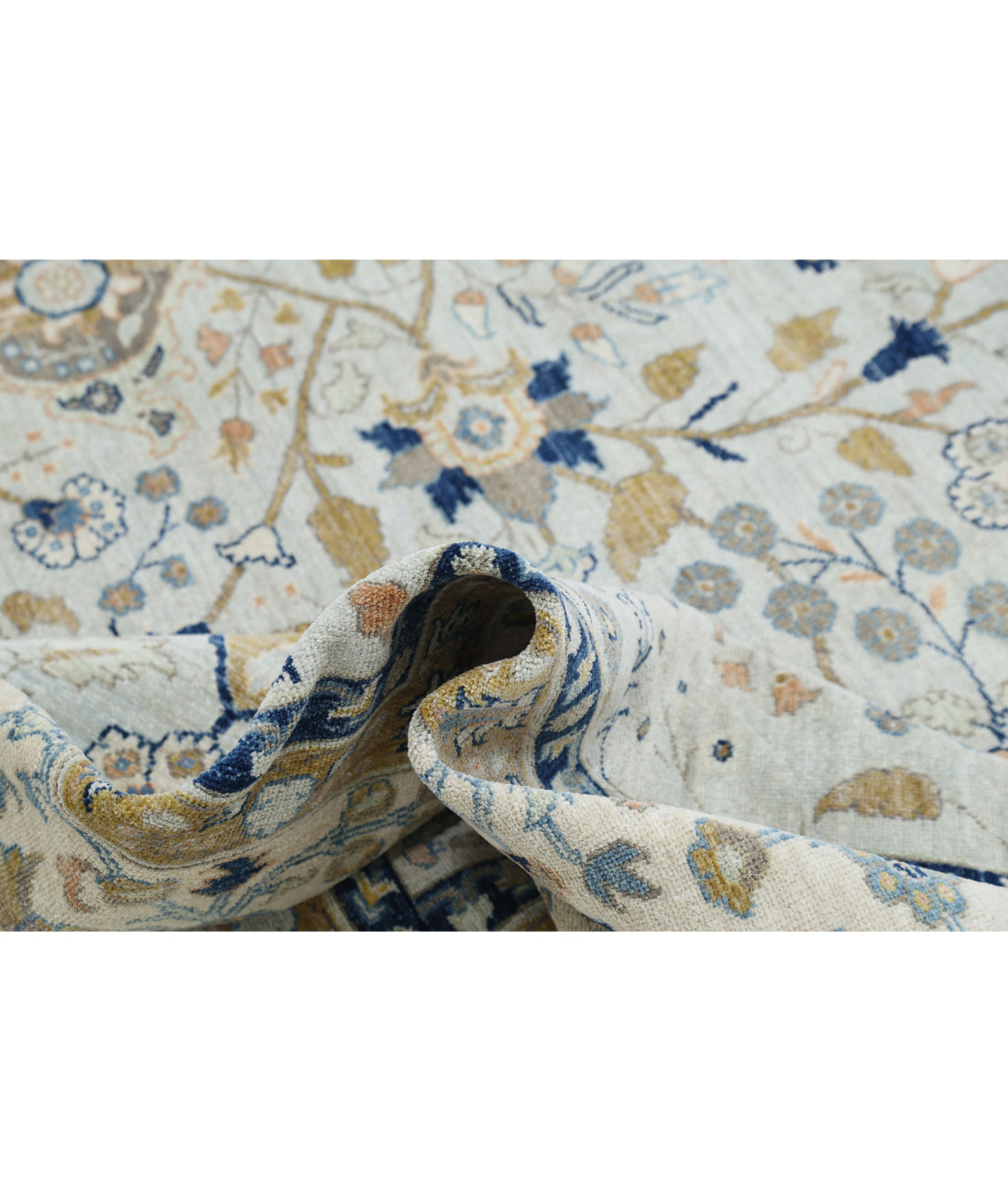 Ziegler 11'6'' X 16'5'' Hand-Knotted Wool Rug 11'6'' x 16'5'' (345 X 493) / Blue / Ivory