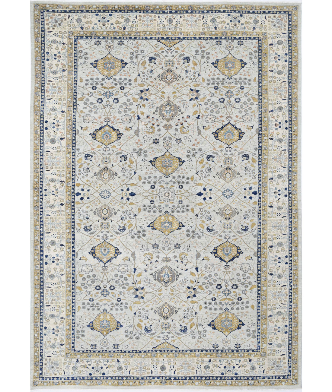 Ziegler 11'6'' X 16'5'' Hand-Knotted Wool Rug 11'6'' x 16'5'' (345 X 493) / Blue / Ivory