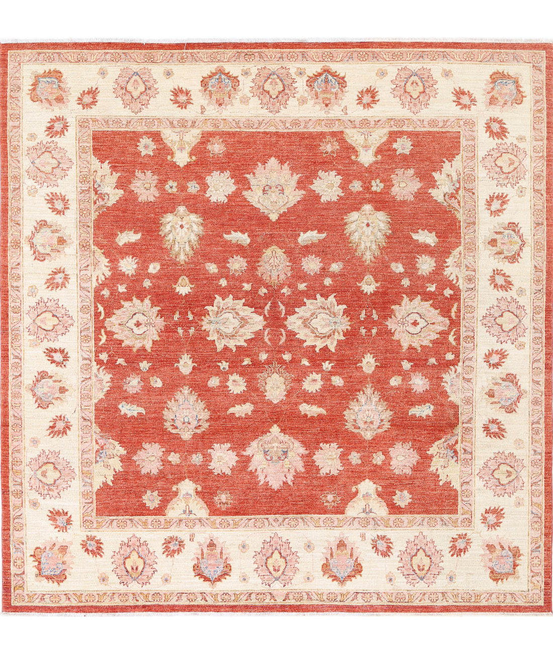 Ziegler 7'9'' X 8'2'' Hand-Knotted Wool Rug 7'9'' x 8'2'' (233 X 245) / Red / Ivory