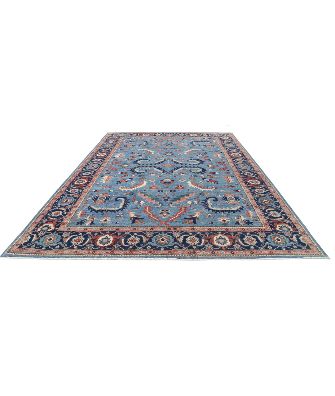 Heriz 9'8'' X 13'9'' Hand-Knotted Wool Rug 9'8'' x 13'9'' (290 X 413) / Blue / Blue