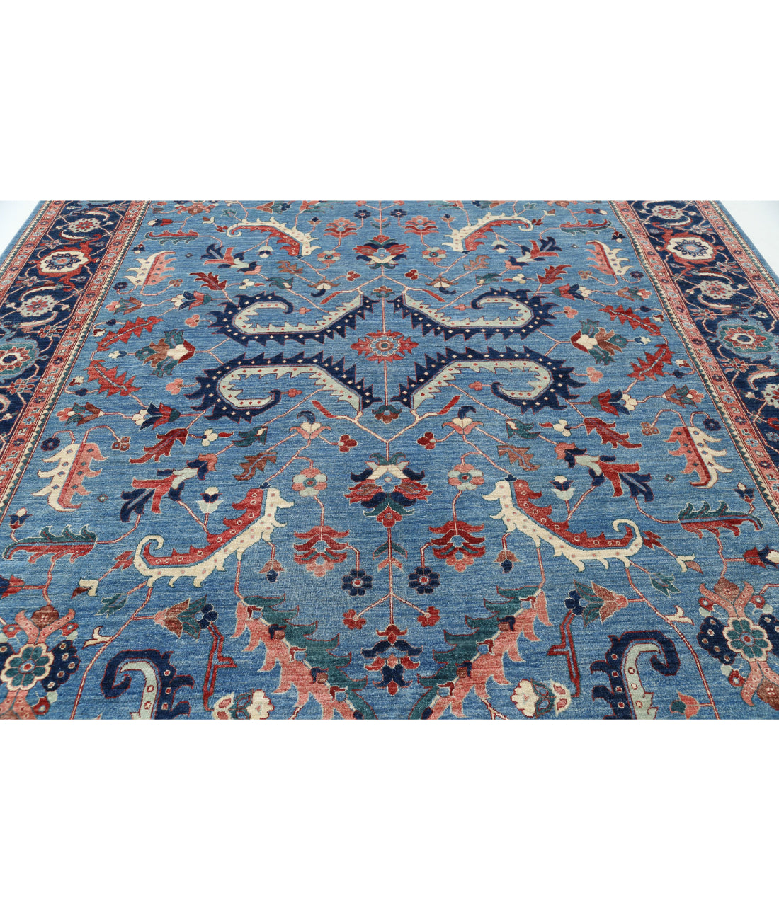Heriz 9'8'' X 13'9'' Hand-Knotted Wool Rug 9'8'' x 13'9'' (290 X 413) / Blue / Blue