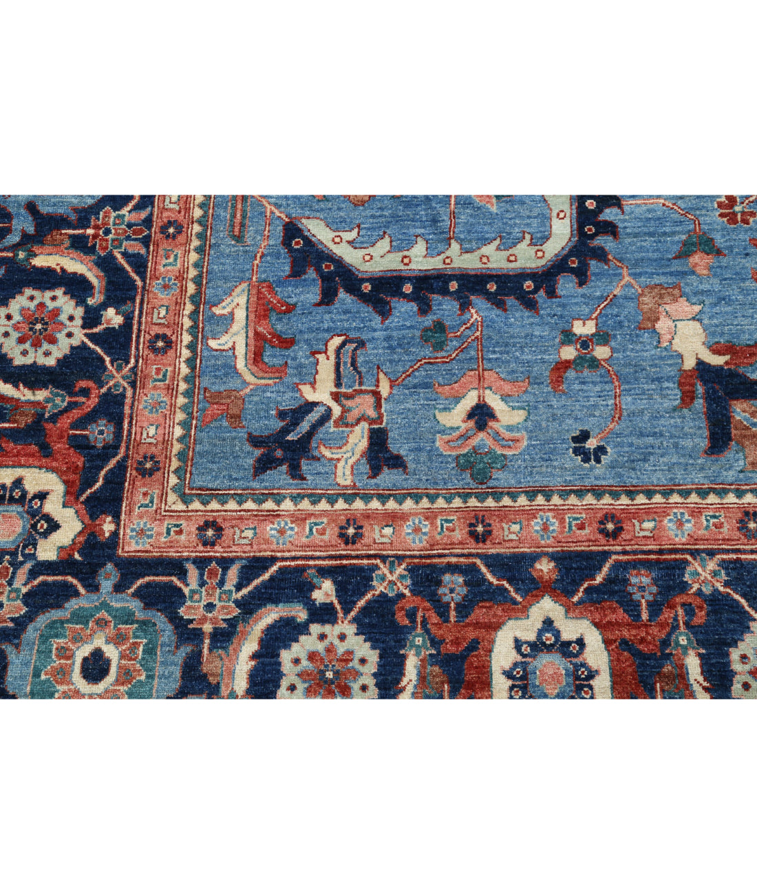 Heriz 9'8'' X 13'9'' Hand-Knotted Wool Rug 9'8'' x 13'9'' (290 X 413) / Blue / Blue