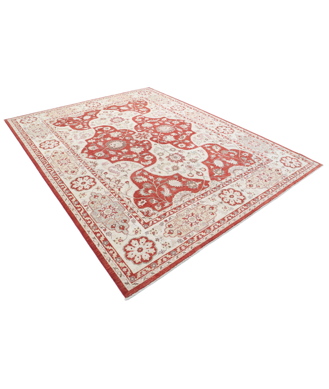 Ziegler 8'1'' X 10'1'' Hand-Knotted Wool Rug 8'1'' x 10'1'' (243 X 303) / Red / Ivory