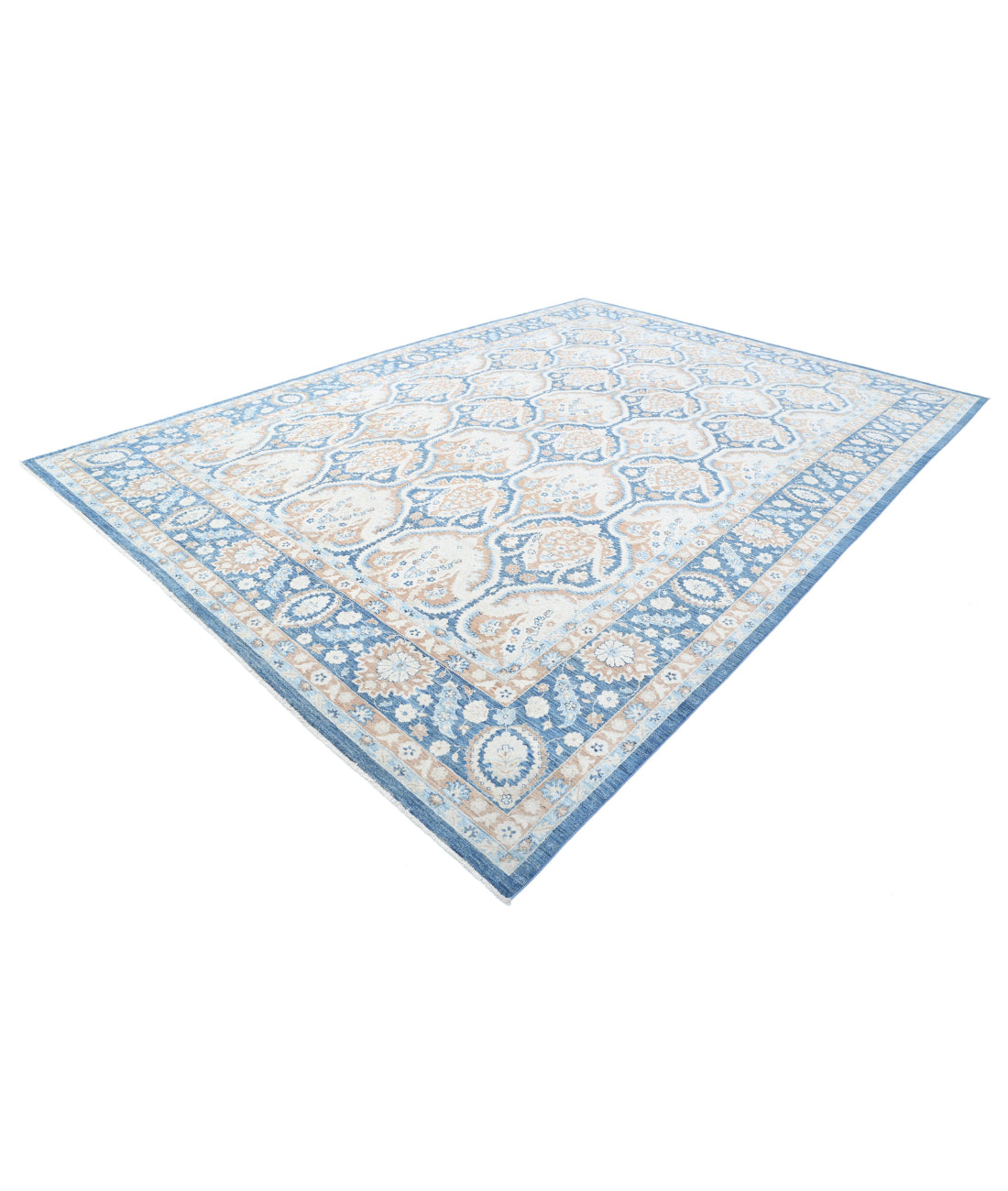 Ziegler 9'9'' X 13'10'' Hand-Knotted Wool Rug 9'9'' x 13'10'' (293 X 415) / Blue / Ivory