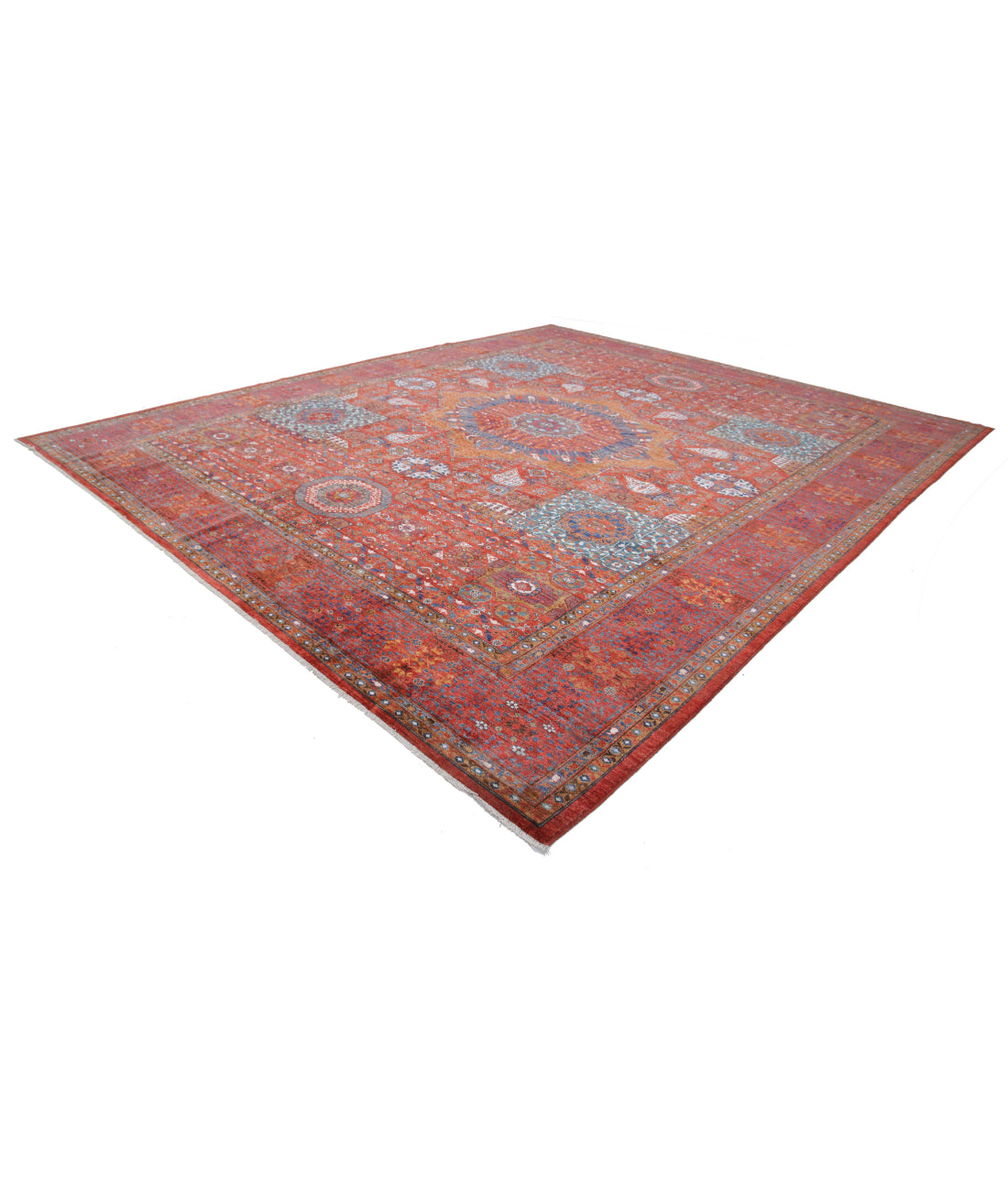 Mamluk 13'6'' X 16'0'' Hand-Knotted Wool Rug 13'6'' x 16'0'' (405 X 480) / Rust / Red