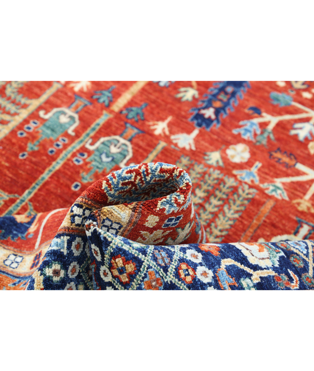 Bakshaish 7'9'' X 9'8'' Hand-Knotted Wool Rug 7'9'' x 9'8'' (233 X 290) / Rust / Blue