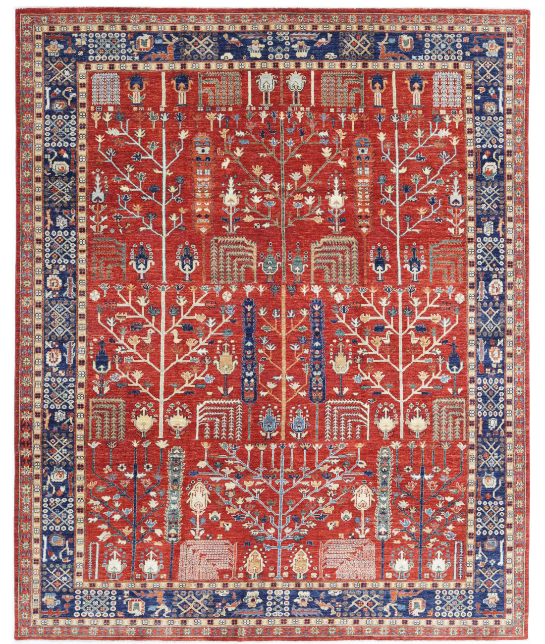 Bakshaish 7'9'' X 9'8'' Hand-Knotted Wool Rug 7'9'' x 9'8'' (233 X 290) / Rust / Blue